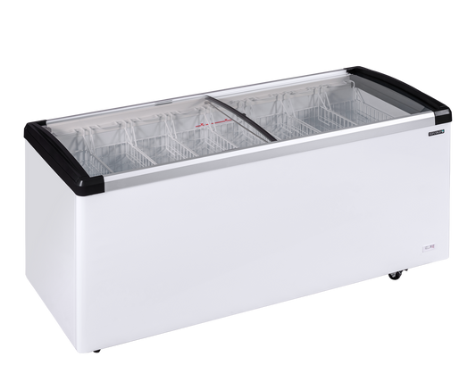 TefCold IDB500-W1 ice cream display chest freezer with curved sliding glass lids