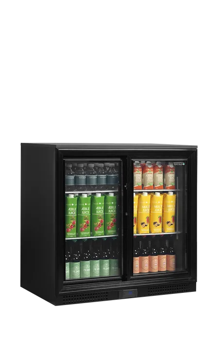 TefCold DB201S Back Bar Cooler - stocked with bottles