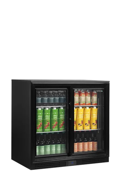 TefCold DB201S Back Bar Cooler - stocked with bottles