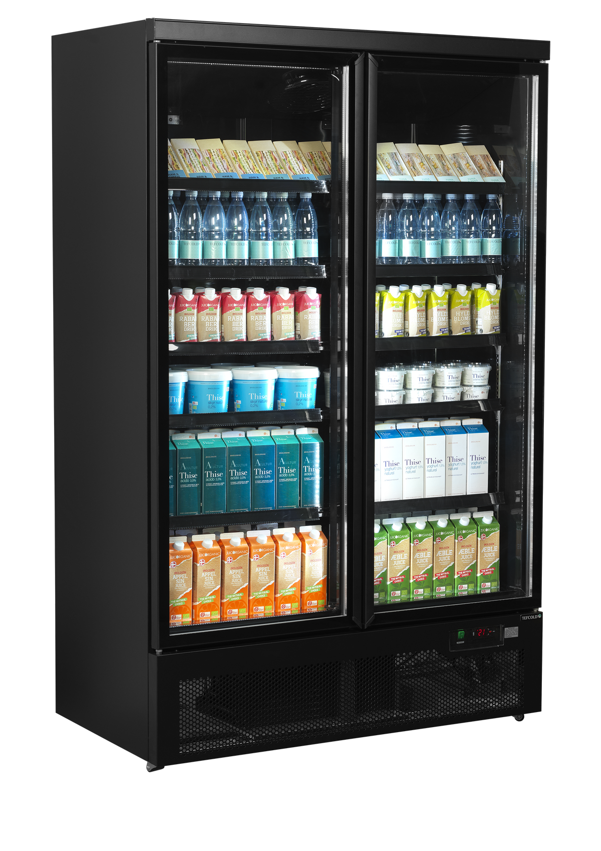 TefCold Atom Maxi C2DBB double glass door merchandiser chiller, black with black interior