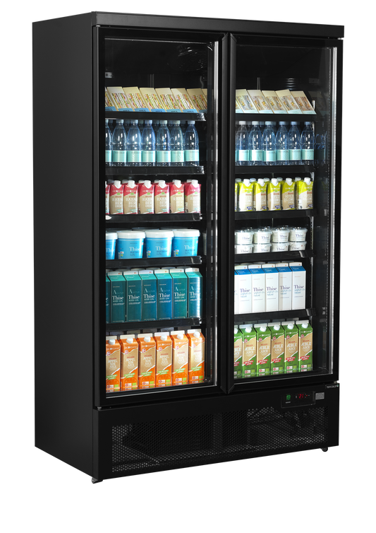 TefCold Atom Maxi C2DBB double glass door merchandiser chiller, black with black interior